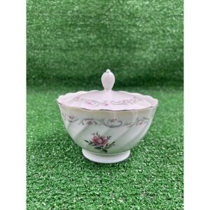 Royal Swirl Fine China Japan Sugar Bowl With Lid Floral Design